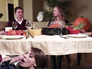 Milf Madison Ivy sucks big cock Johnny Sins while none of the guests notices